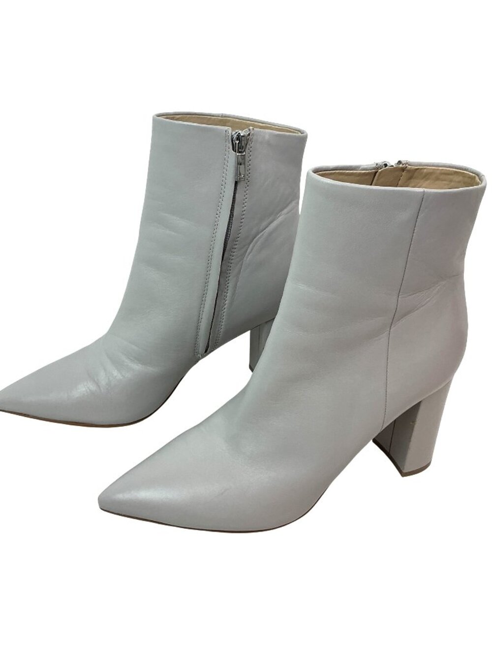 Marc Fisher Ulani Leather Pointed Toe Ankle Boots Womens 9M Light Gray